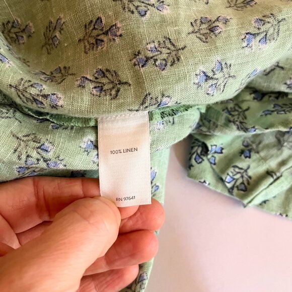 J. Jill Pure Jill Linen Size XL Sleeveless Tunic Top Green Floral Block Print - Picture 9 of 11